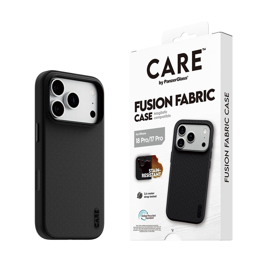 iPhone 18 Pro / 17 Pro CARE by PanzerGlass Fusion Fabric Skal - MagSafe Kompatibel - Svart