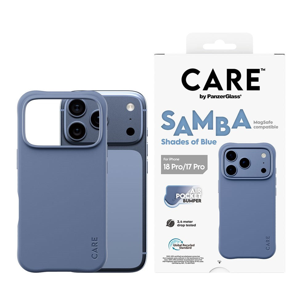 iPhone 18 Pro / 17 Pro CARE by PanzerGlass Fashionable Samba Skal - MagSafe Kompatibel - Shades of Blue