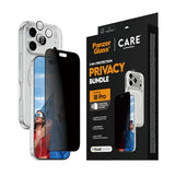 iPhone 18 Pro CARE by PanzerGlass 3-i-1 FLAGSHIP Bundle - Skal / Privacy Skärmskydd (UWF) / Kameraskydd - Genomskinlig / Svart