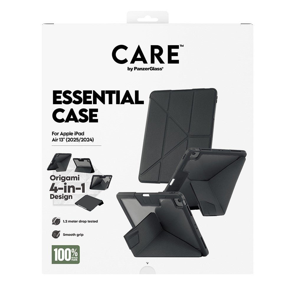 iPad Air 13" (2025 / 2024) Care by PanzerGlass Essential Case - Stående Funktion - Svart