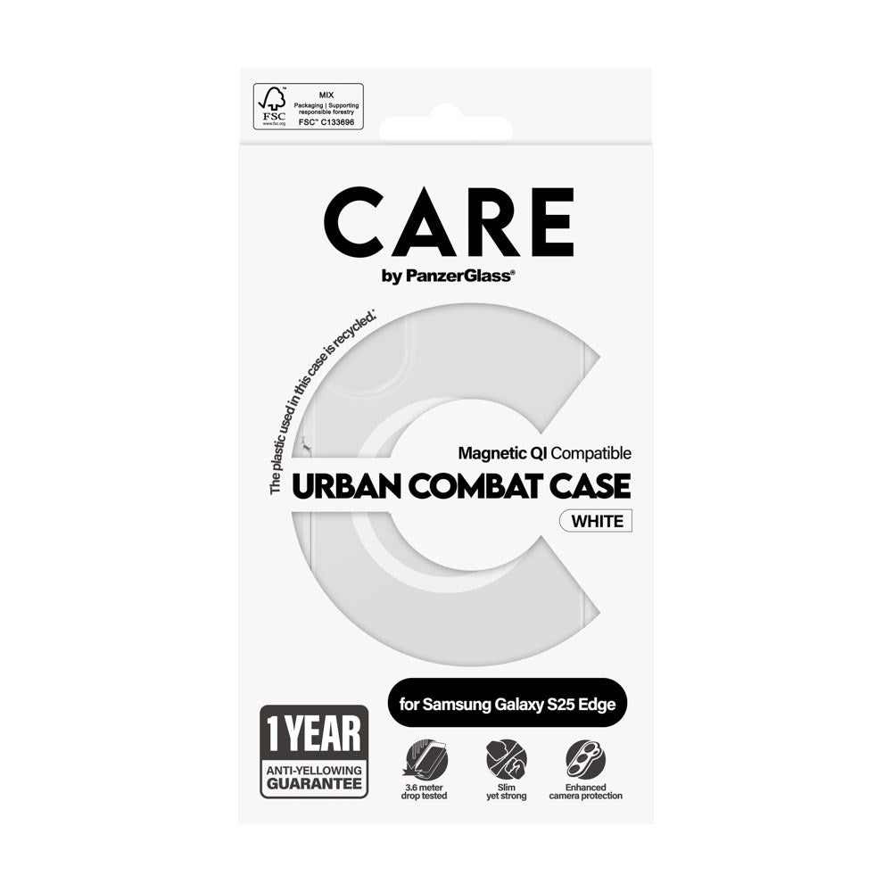 CARE by PanzerGlass Samsung Galaxy S25 Edge FLAGSHIP Urban Combat Skal - MagSafe Kompatibel - Transparent / White