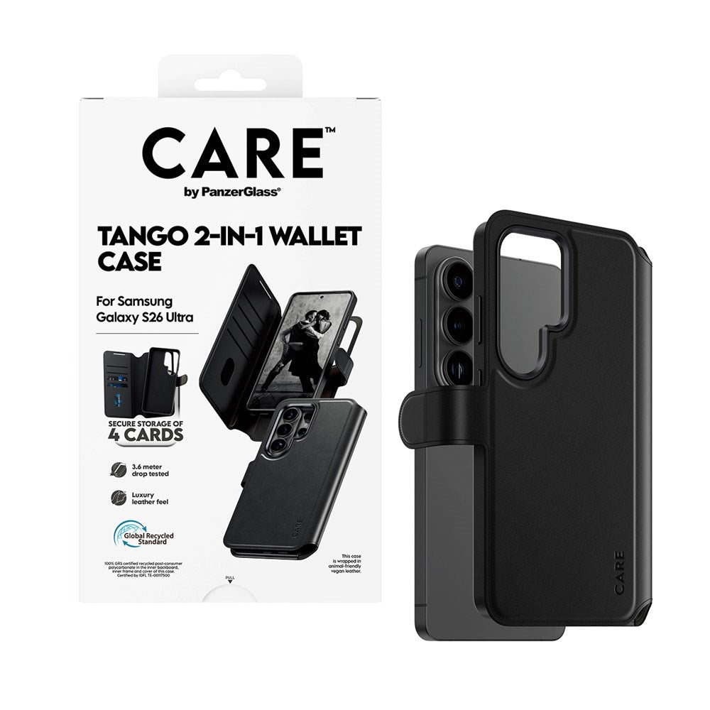 Samsung Galaxy S26 Ultra CARE by PanzerGlass Feature Tango 2-i-1 Fodral med Plånbok - Svart