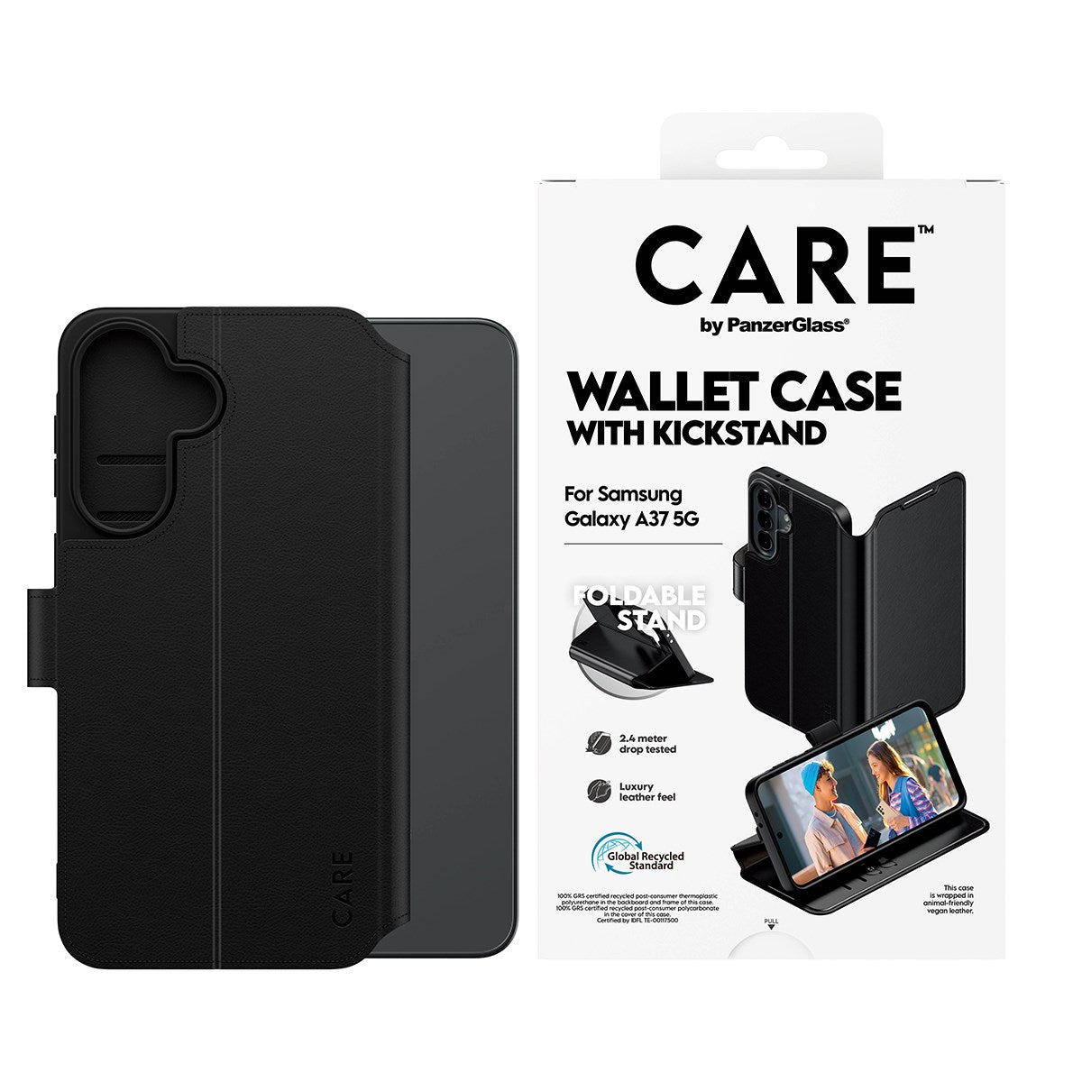 Samsung Galaxy A37 CARE by PanzerGlass Feature Wallet Case med Stativfunktion - Svart