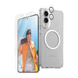 CARE by PanzerGlass Samsung Galaxy S25 Edge 3-i-1 FLAGSHIP Bundle - Skal / Skärmskydd (UWF) / Kameraskydd - Genomskinlig / Vit