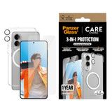 CARE by PanzerGlass Samsung Galaxy S25 Edge 3-i-1 FLAGSHIP Bundle - Skal / Skärmskydd (UWF) / Kameraskydd - Genomskinlig / Vit