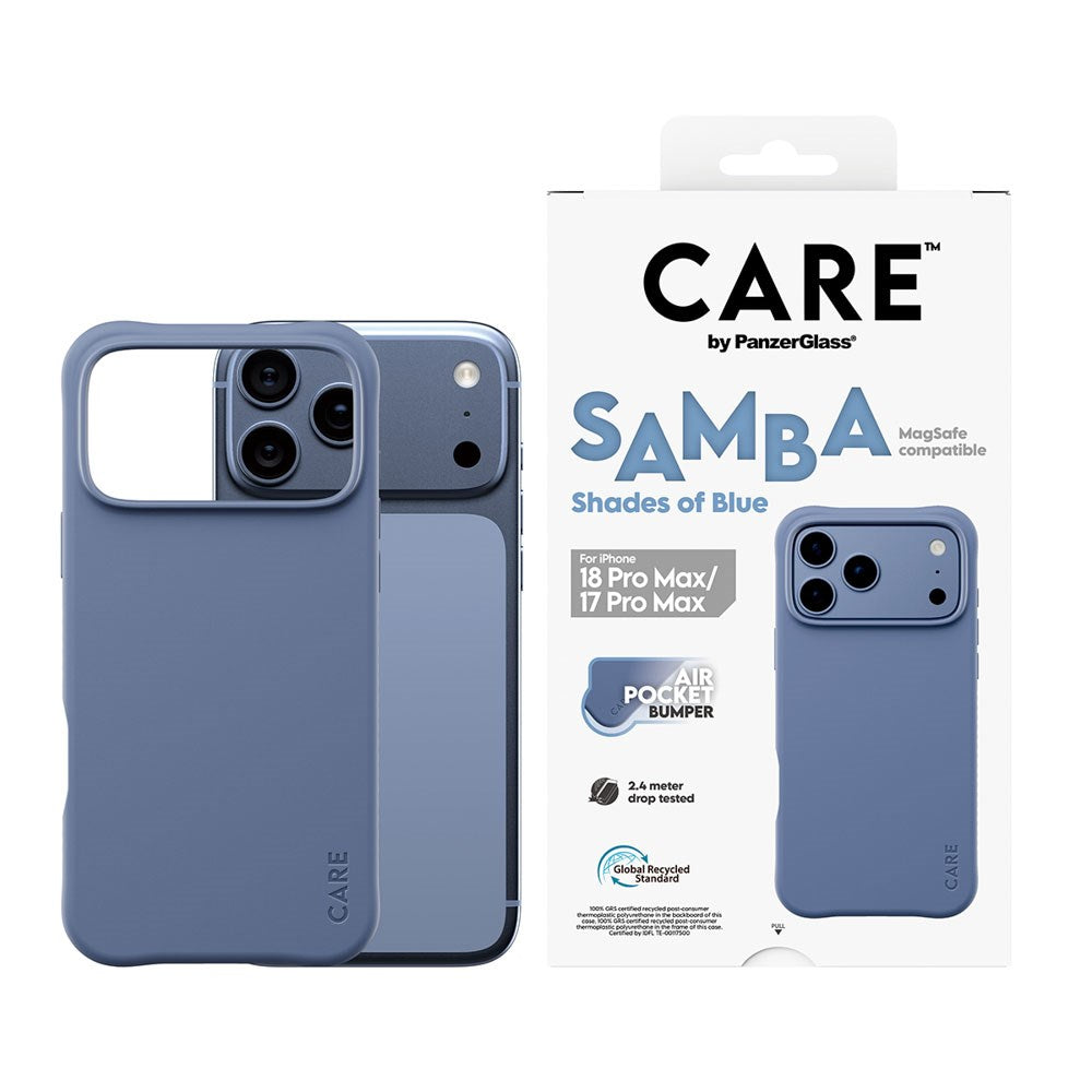 iPhone 18 Pro Max  / 17 Pro Max CARE by PanzerGlass Fashionable Samba Skal - MagSafe Kompatibel - Shades of Blue