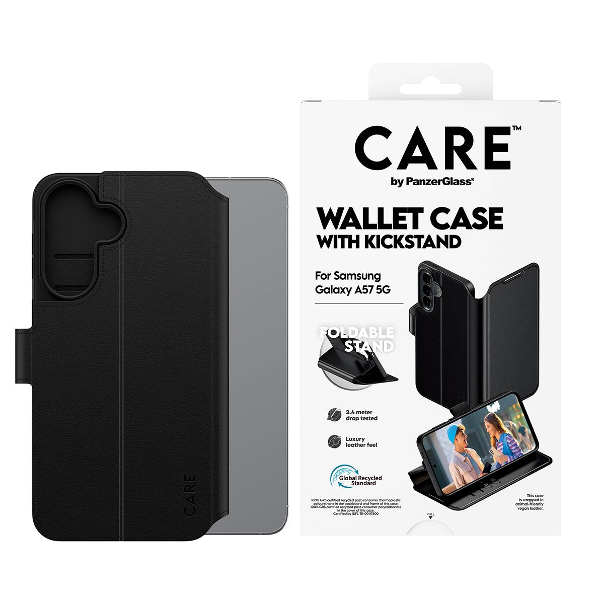 Samsung Galaxy A57 CARE by PanzerGlass Feature Wallet Case med Stativfunktion - Svart