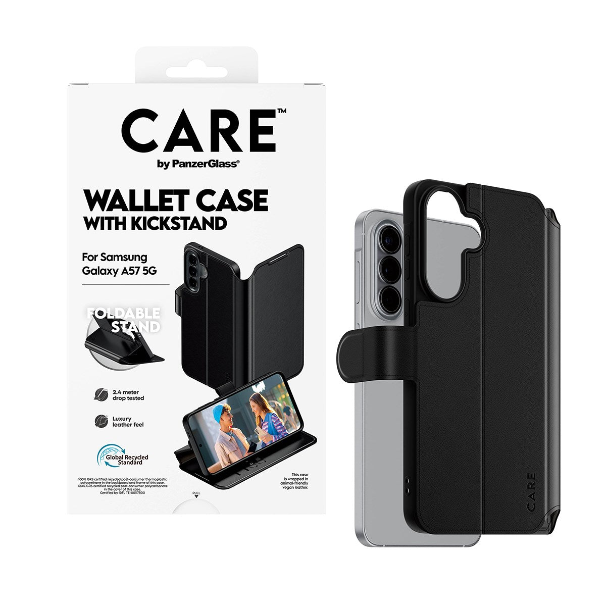Samsung Galaxy A57 CARE by PanzerGlass Feature Wallet Case med Stativfunktion - Svart