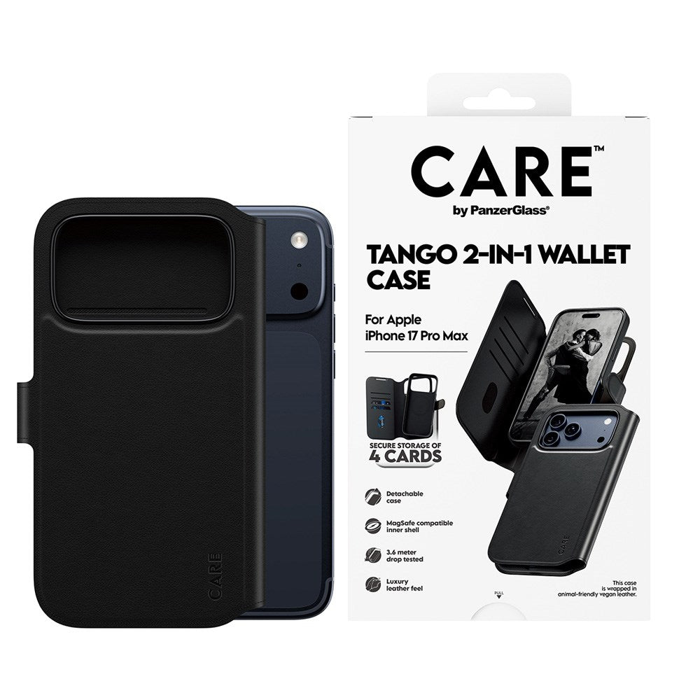 CARE by PanzerGlass iPhone 17 Pro Max Feature Tango 2-i-1 Fodral med Plånbok - Svart