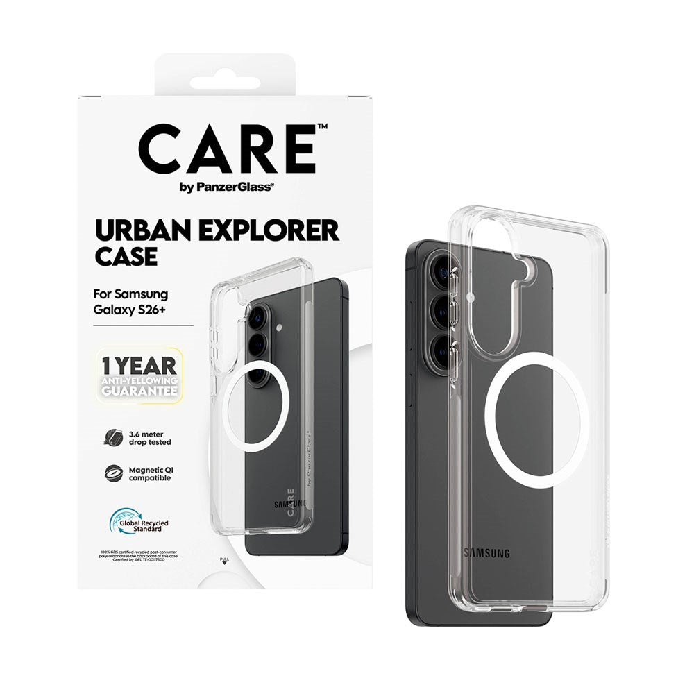 Samsung Galaxy S26+ (Plus) CARE by PanzerGlass Urban Explorer Skal - Qi Kompatibel - Genomskinlig / Vit