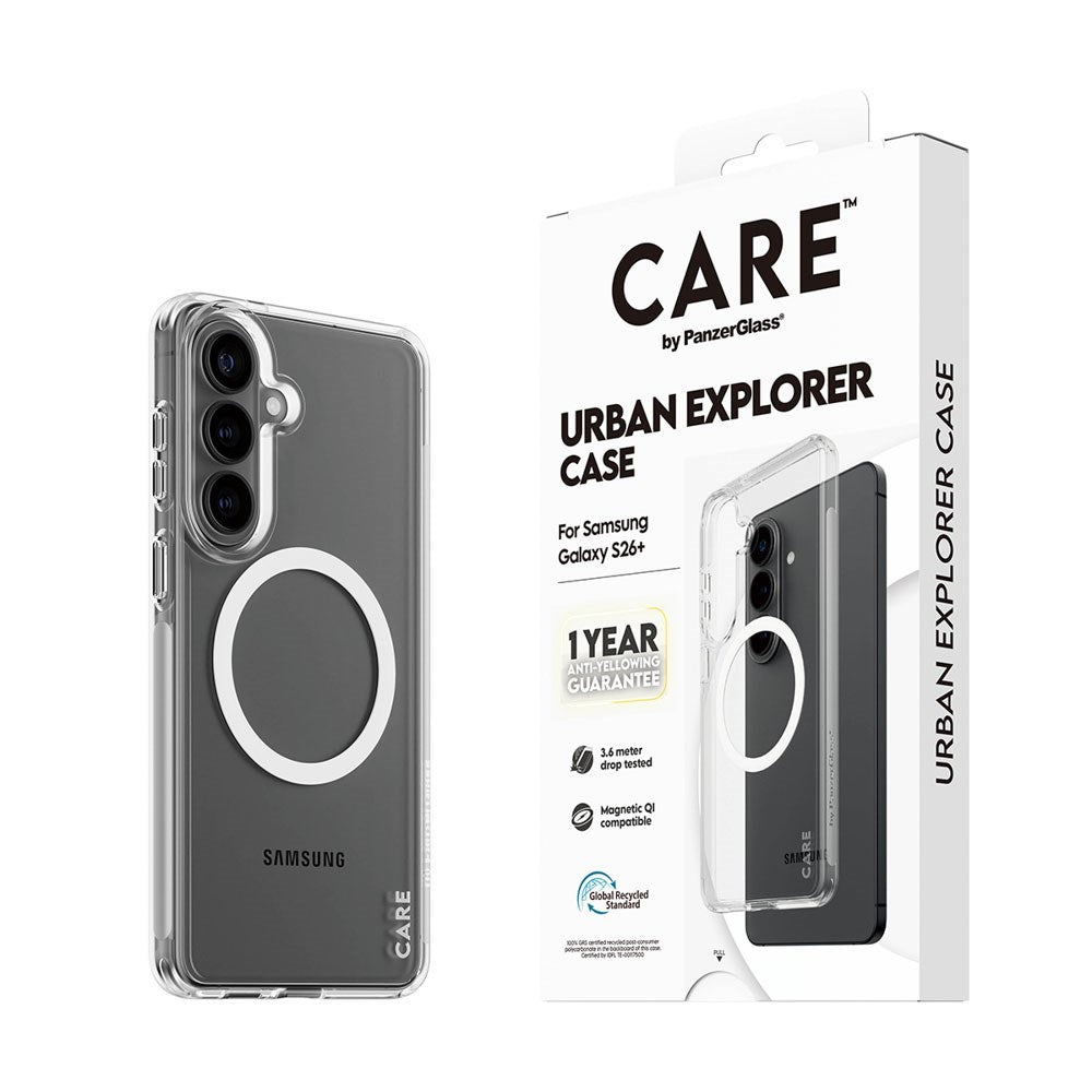 Samsung Galaxy S26+ (Plus) CARE by PanzerGlass Urban Explorer Skal - Qi Kompatibel - Genomskinlig / Vit