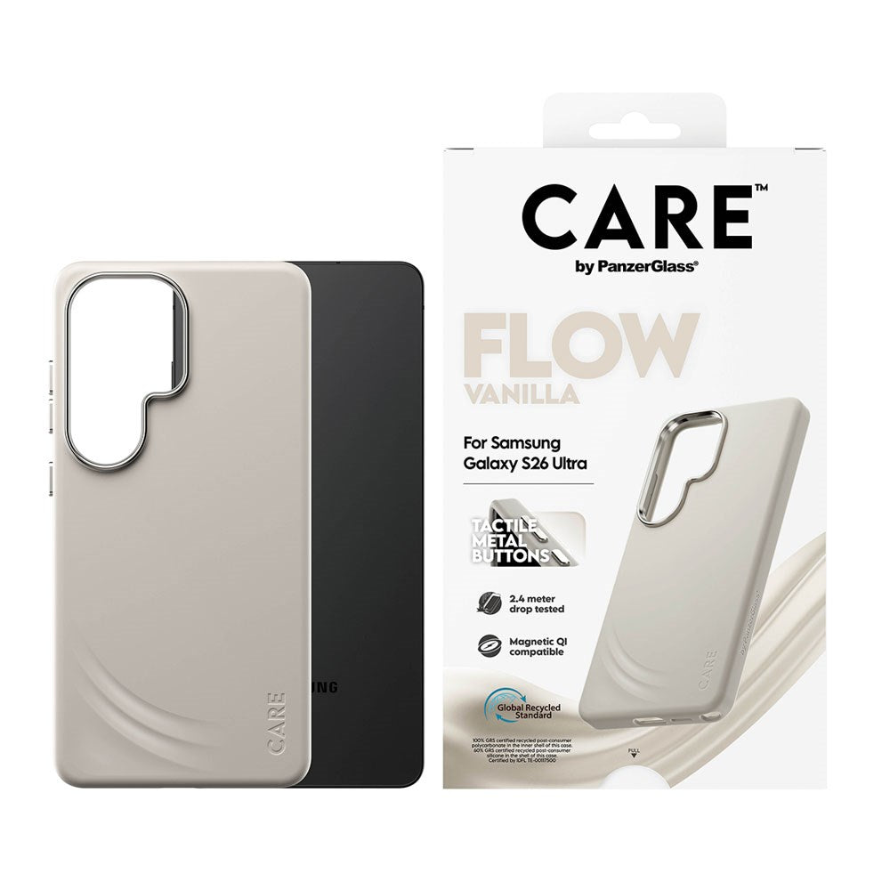 Samsung Galaxy S26 Ultra CARE by PanzerGlass Feature Flow Skal - Qi Kompatibel - Vanilla