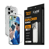 iPhone 18 Pro CARE By PanzerGlass 3-i-1 FLAGSHIP Bundle - Skärmskydd (UWF) / Skal / Kameraskydd - Genomskinlig