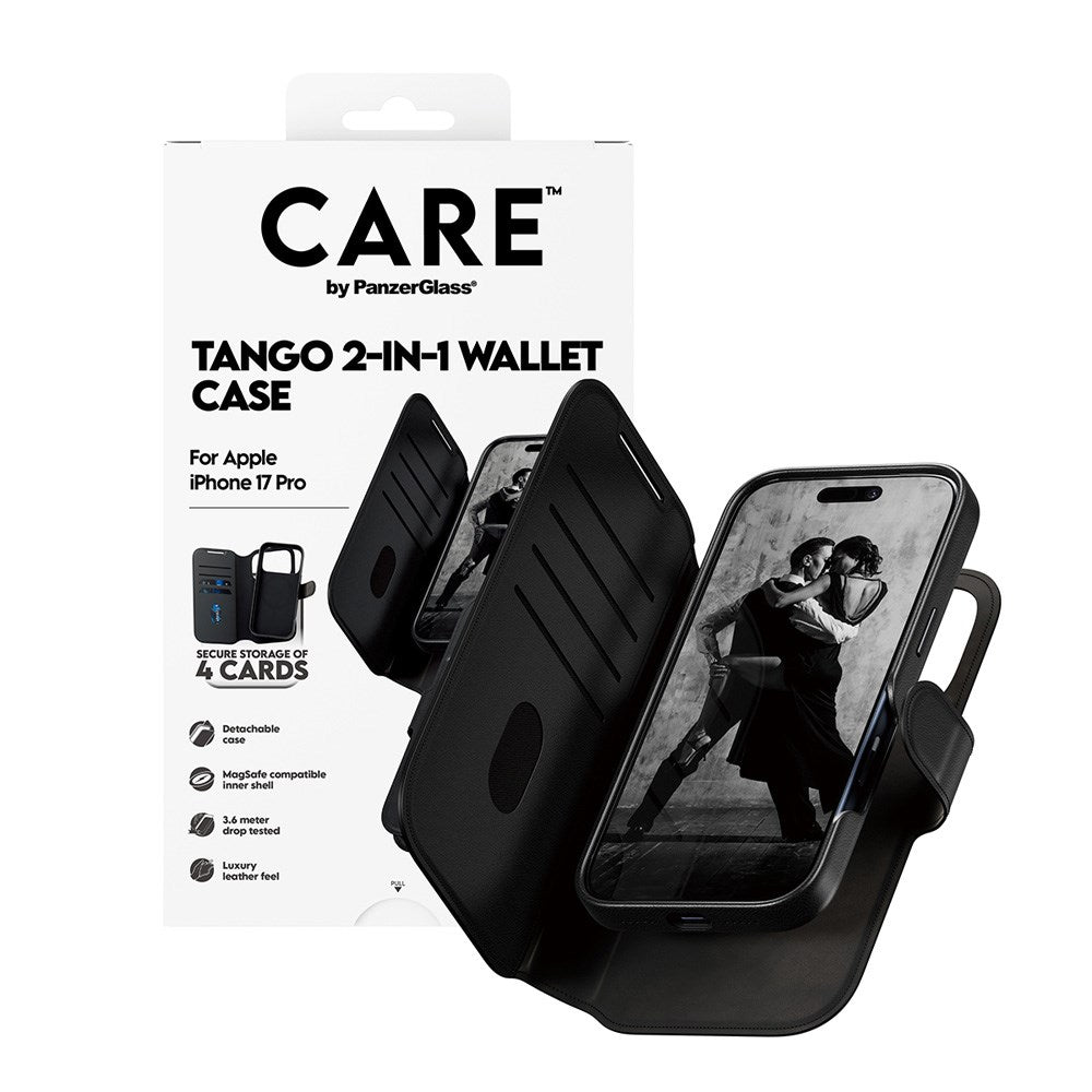 CARE by PanzerGlass iPhone 17 Pro Feature Tango 2-i-1 Fodral med Plånbok - Svart