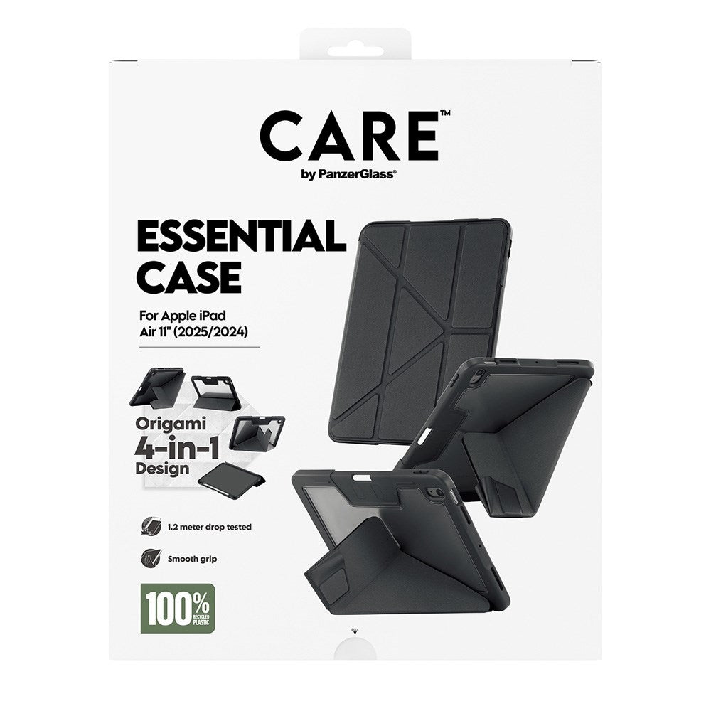 iPad Air 11" (2025 / 2024) Care by PanzerGlass Essential Case - Stående Funktion - Svart