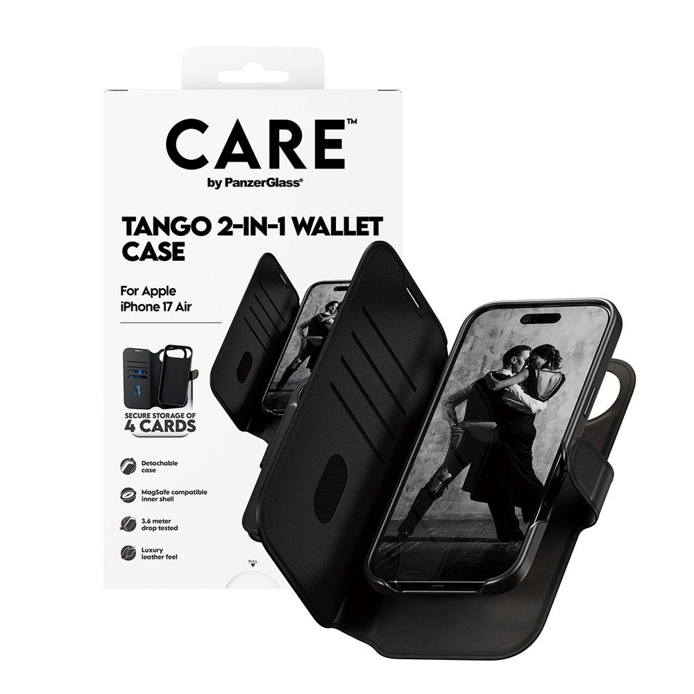 CARE by PanzerGlass iPhone Air Feature Tango 2-i-1 Fodral med Plånbok - Svart
