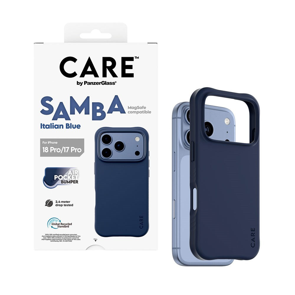iPhone 18 Pro / 17 Pro CARE by PanzerGlass Fashionable Samba Skal - MagSafe Kompatibel - Italian Blue