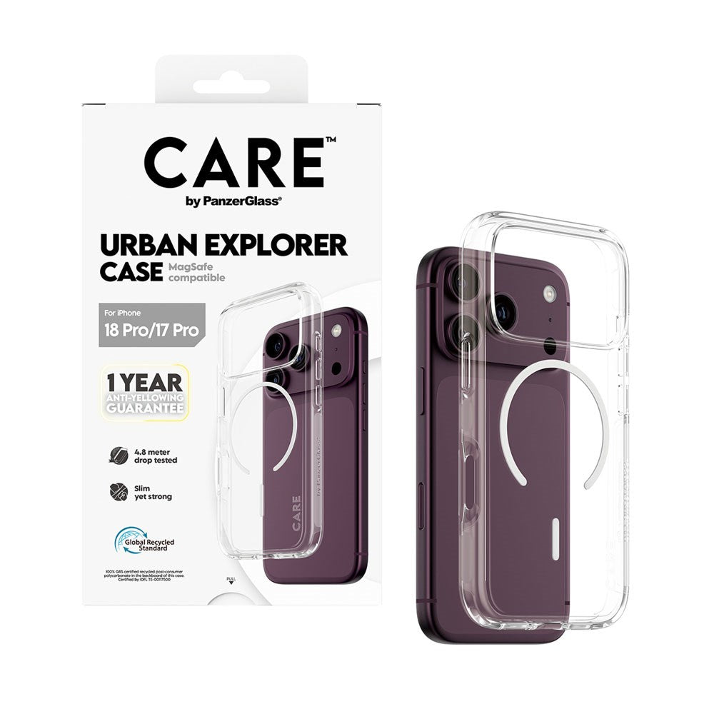 iPhone 18 Pro / 17 Pro CARE by PanzerGlass FLAGSHIP Urban Explorer Skal - MagSafe Kompatibel - Transparent / White