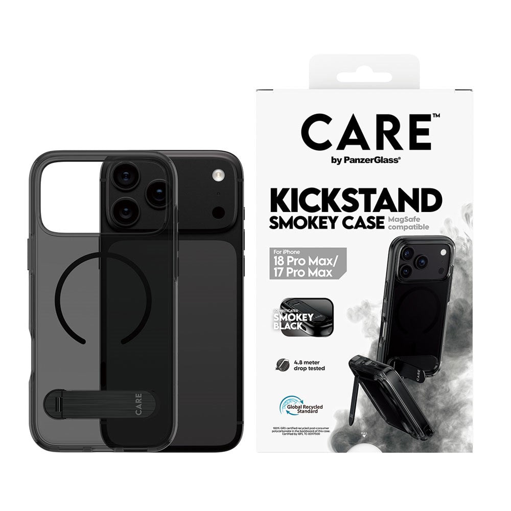 iPhone 18 Pro Max  / 17 Pro Max CARE by PanzerGlass Feature Kickstand Skal - MagSafe Kompatibel - Svart / Genomskinlig