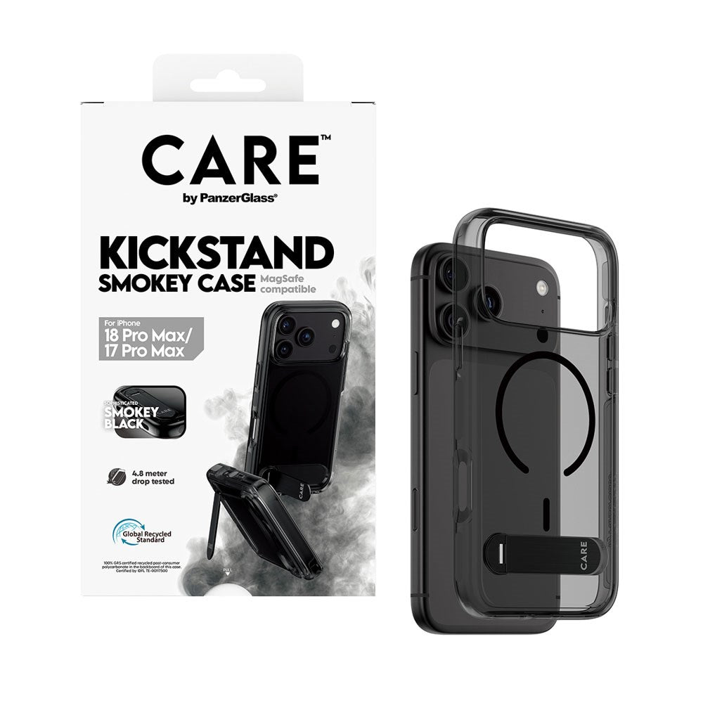 iPhone 18 Pro Max  / 17 Pro Max CARE by PanzerGlass Feature Kickstand Skal - MagSafe Kompatibel - Svart / Genomskinlig