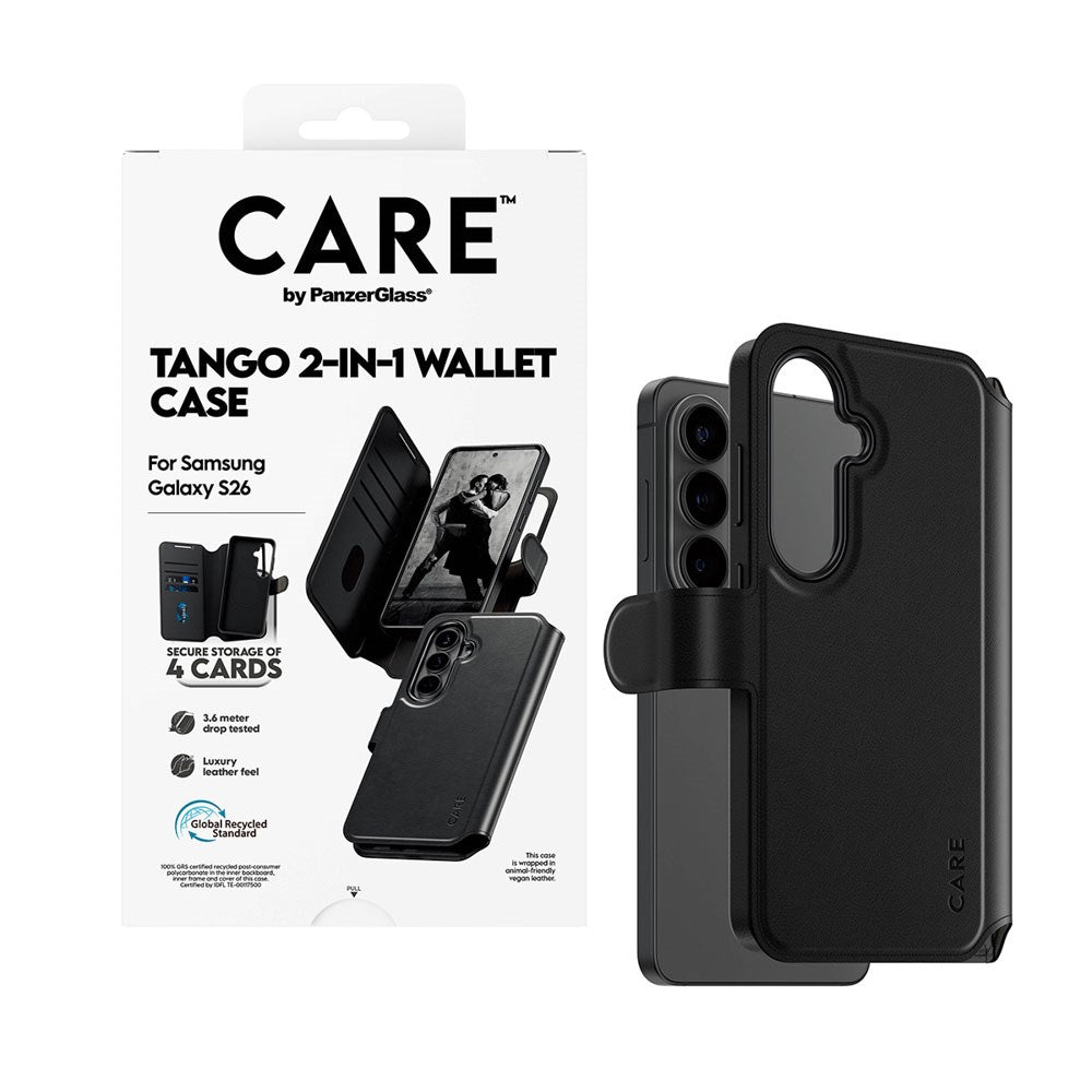 Samsung Galaxy S26 CARE by PanzerGlass Feature Tango 2-i-1 Fodral med Plånbok - Svart