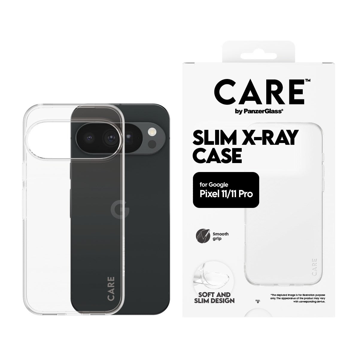 Google Pixel 11 / 11 Pro CARE by PanzerGlass FASHION X-Ray Soft Basic Skal - Genomskinlig