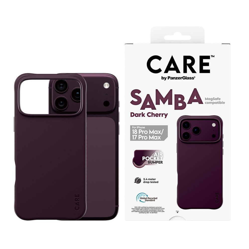 iPhone 18 Pro Max  / 17 Pro Max CARE by PanzerGlass Fashionable Samba Skal - MagSafe Kompatibel - Dark Cherry