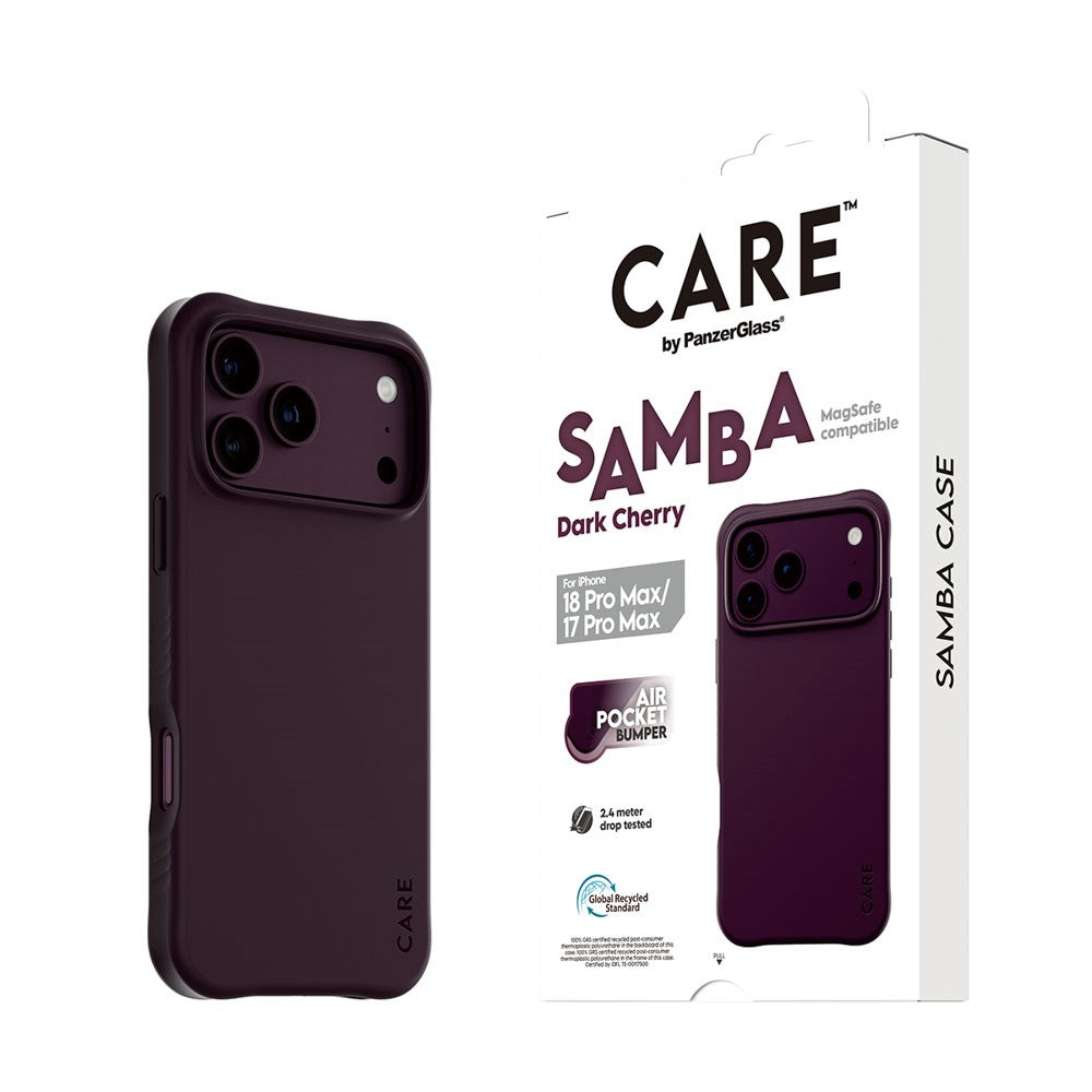 iPhone 18 Pro Max  / 17 Pro Max CARE by PanzerGlass Fashionable Samba Skal - MagSafe Kompatibel - Dark Cherry