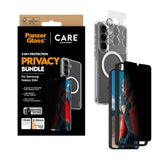 Samsung Galaxy S26+ (Plus) Urban Combat 3-in-1 Privacy Bundle med Skal / Skärmskydd (Privacy) / Kameraskydd - Qi Kompatibel - Genomskinlig