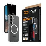 Samsung Galaxy S26+ (Plus) Urban Combat 3-in-1 Privacy Bundle med Skal / Skärmskydd (Privacy) / Kameraskydd - Qi Kompatibel - Genomskinlig