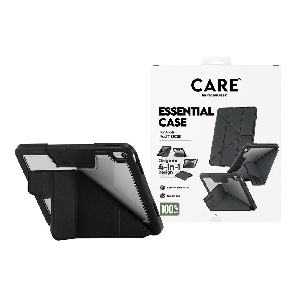 iPad 11" (2025) Care by PanzerGlass Essential Case - Stående Funktion - Svart