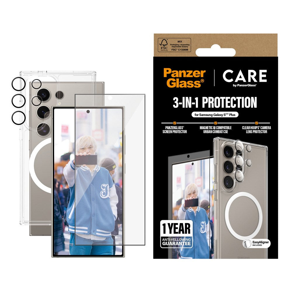 CARE by PanzerGlass Samsung Galaxy S25 Ultra 3-i-1 FLAGSHIP Bundle - Skal / Skärmskydd (UWF) / Kameraskydd - Genomskinlig