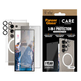 CARE by PanzerGlass Samsung Galaxy S25 Ultra 3-i-1 FLAGSHIP Bundle - Skal / Privacy Skärmskydd (UWF) / Kameraskydd - Genomskinlig / Vit
