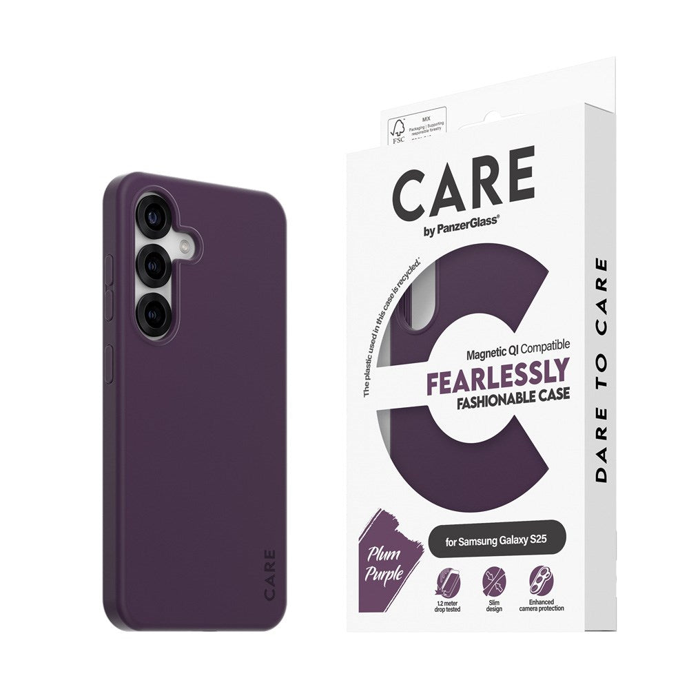 CARE by PanzerGlass Samsung Galaxy S25 FASHION Fearlessly Fashionable Skal - QI Kompatibel - Plum Purple