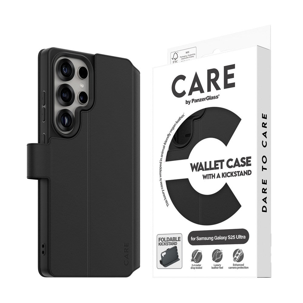 CARE by PanzerGlass Samsung Galaxy S25 Ultra Feature Wallet Case med Stativfunktion - Svart