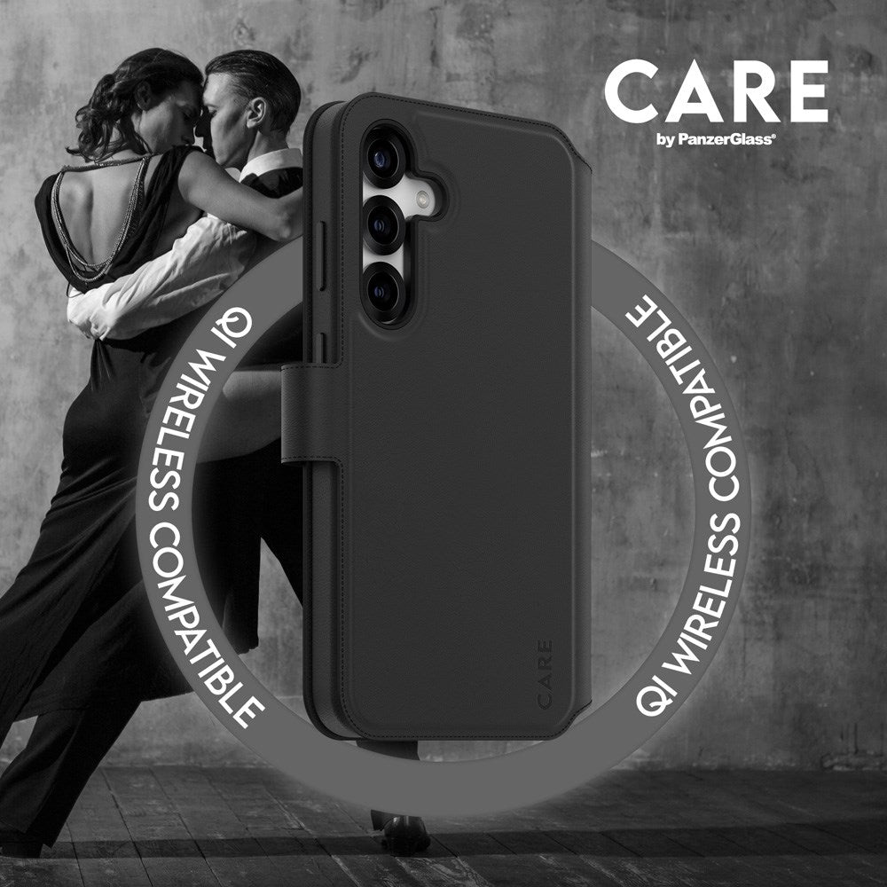 CARE by PanzerGlass Samsung Galaxy S25+ (Plus) Feature Tango 2-i-1 Skal med Plånbok - Qi Kompatibel - Svart