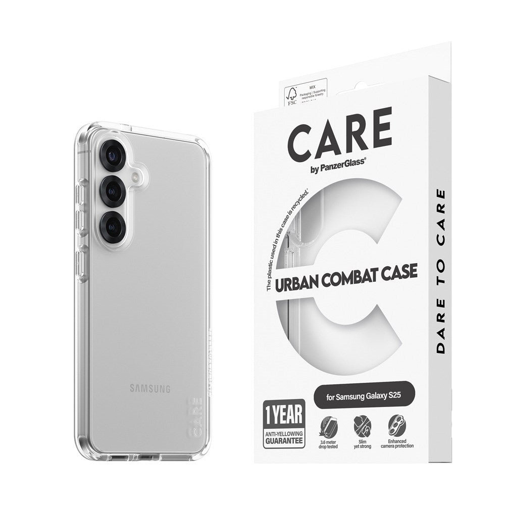 CARE by PanzerGlass Samsung Galaxy S25 FLAGSHIP Urban Combat Skal - Genomskinlig