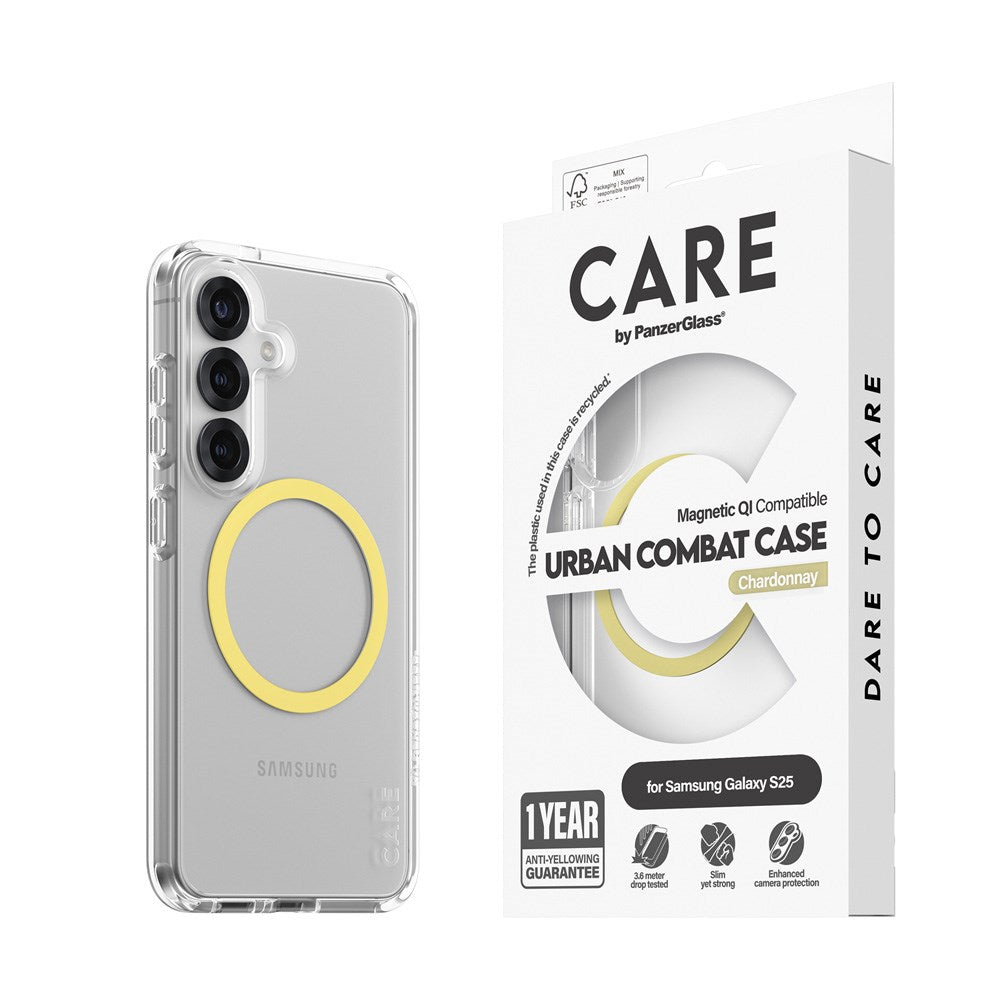 CARE by PanzerGlass Samsung Galaxy S25 FLAGSHIP Urban Combat Skal - Qi Kompatibel - Genomskinlig / Chardonnay