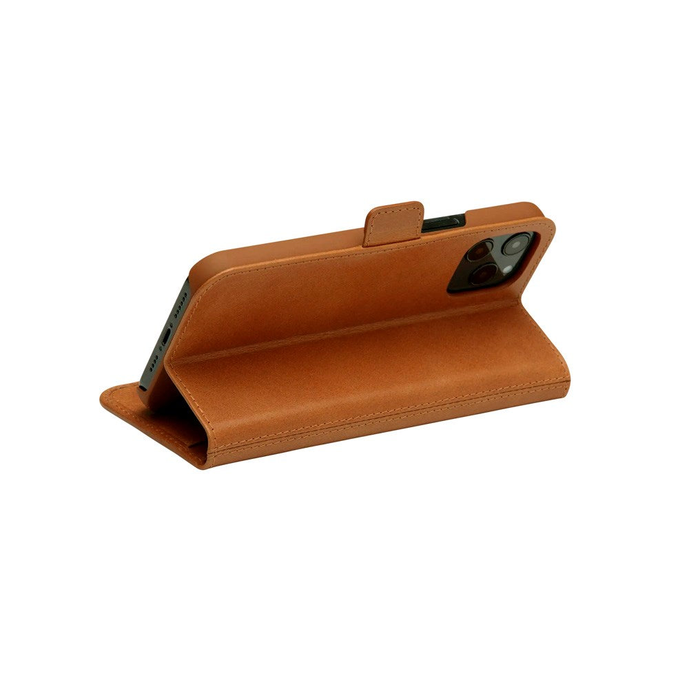 iPhone 12 Pro Max dbramante1928 Copenhagen Slim Äkta Läder Flip Fodral m. Plånbok - Tan