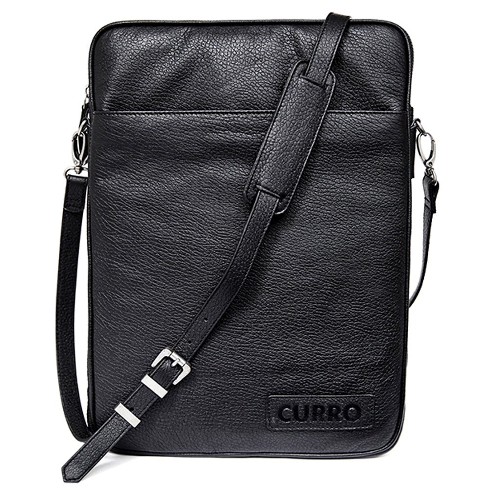 Curro Real Leather Messenger Bag 14-15" - Svart