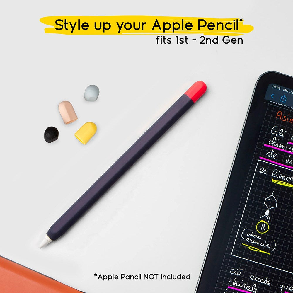 doodroo Apple Pencil 1 & 2nd Gen. Silikonskydd med 5 Färgglada Toppar – Blå