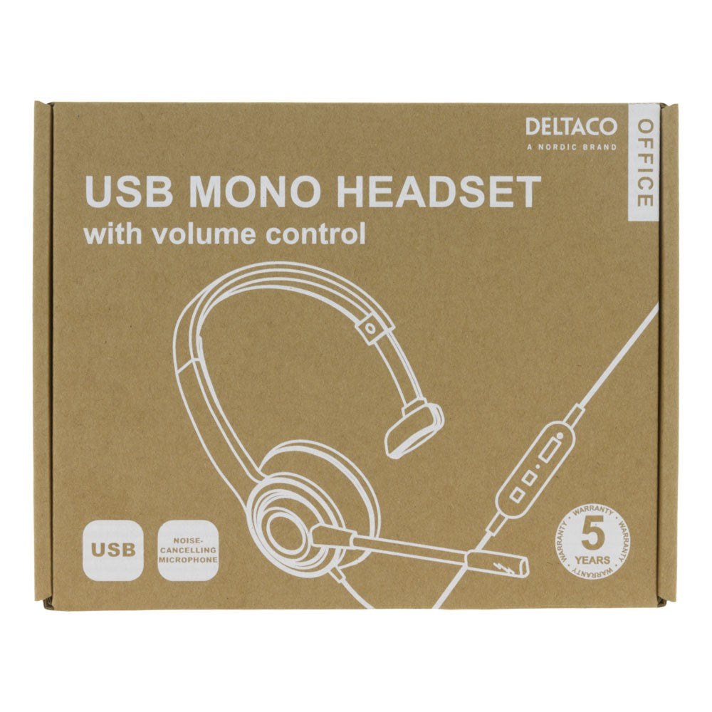 Deltaco Mono Headset m. Sladd - Svart