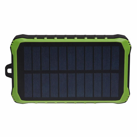 Denver PSO-10012 Solcells Powerbank m. Handvev & Ficklampa - 10.000 mAh - Svart / Grön
