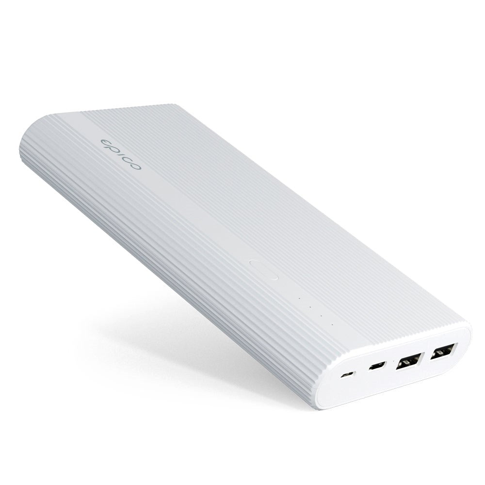 Epico Powerbank Multiport m. 2 x USB-A og 1 x USB-C - 20.100 mAh - Vit