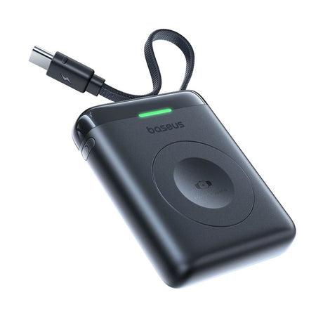 Baseus EnerFill 5W Powerbank för Apple Watch med Trådlös Laddning & Inbyggd USB-C Kabel - Svart