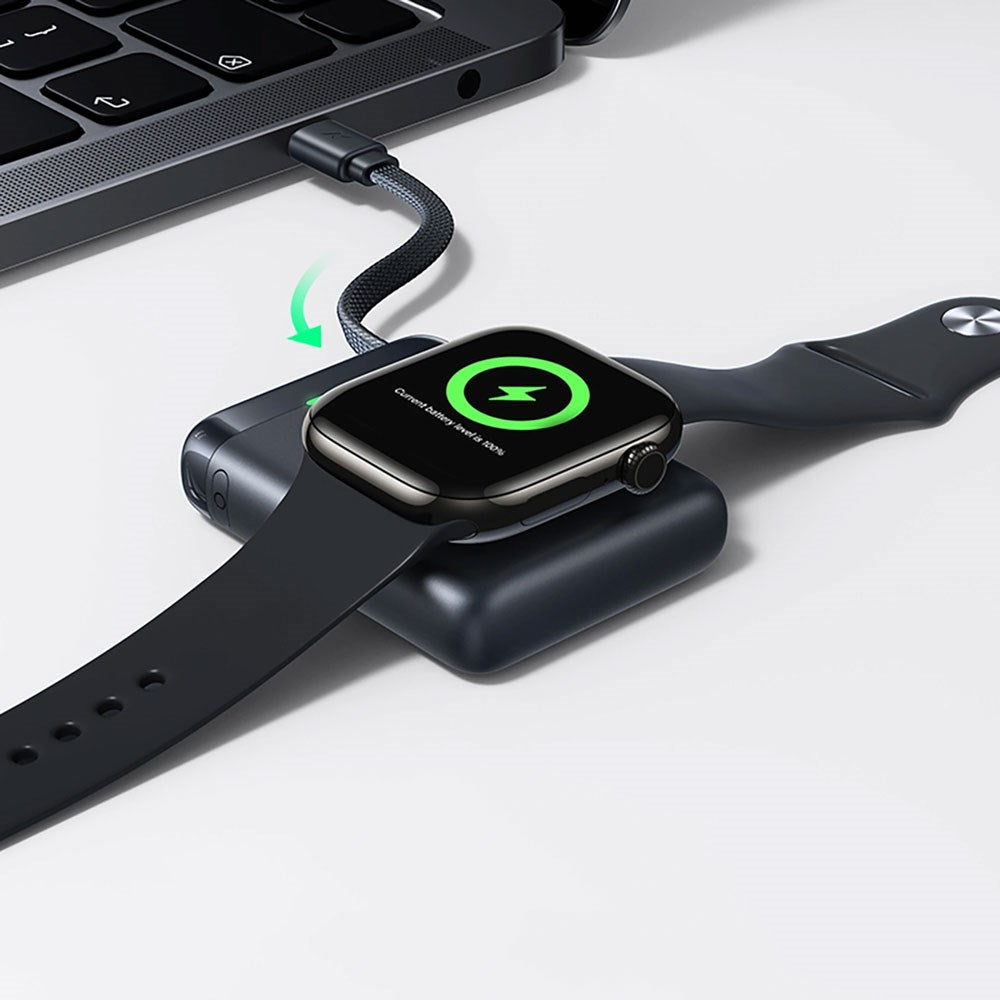 Baseus EnerFill 5W Powerbank för Apple Watch med Trådlös Laddning & Inbyggd USB-C Kabel - Svart