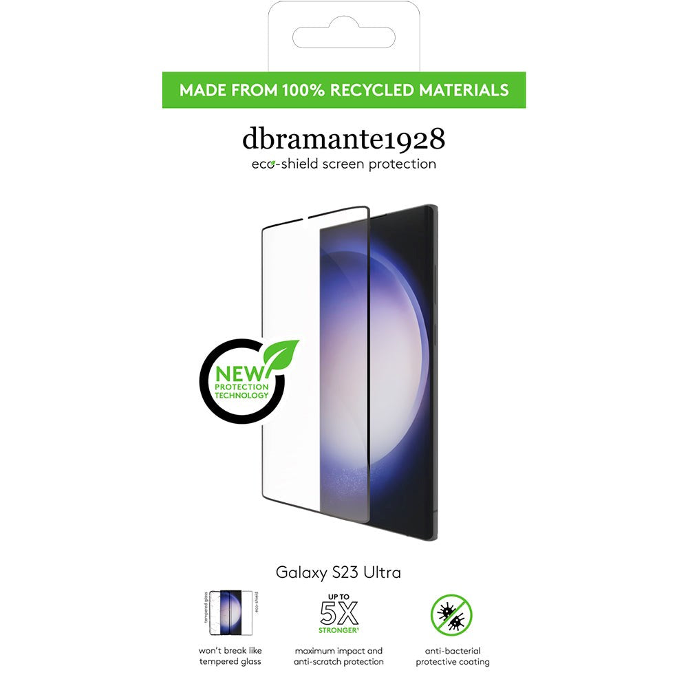 Samsung Galaxy S23 Ultra dbramante1928 Eco-Shield Skärmskydd med Installationsram - Svart Kant