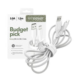 empower by PanzerGlass Racing 60W USB-A till USB-C Kabel – 1.2m – Silver White