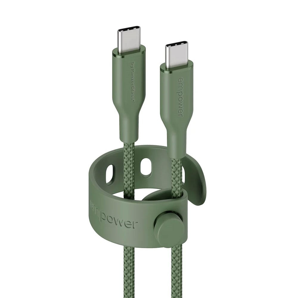 empower by PanzerGlass Racing 60W USB-C till USB-C Kabel – 2m – Sage