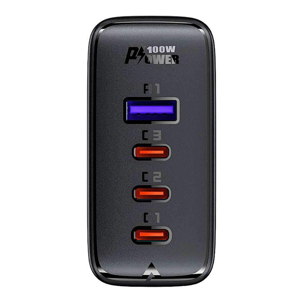 Acefast 100W PD GaN Charger - Väggladdare med 1 x USB-A & 3 x USB-C - Vit